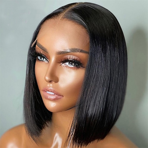 

Short Bob Lace Front Human Hair Wig 8-16 Inch Straight 4X4 13X4 150%/180% Density Human Hair Bob Wigs Straight Human Hair Pre Plucked with Baby Hair Natural Hairline Wigs