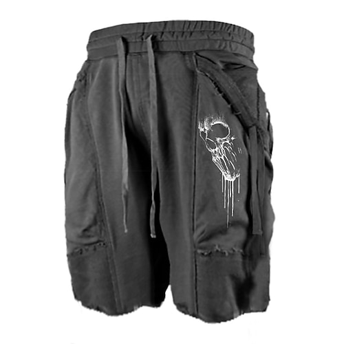 

Men's Stylish Casual / Sporty Active Shorts Drawstring Pocket Elastic Waist Knee Length Pants Sports Outdoor Daily Micro-elastic Graphic Skull Comfort Breathable Mid Waist Black M L XL XXL 3XL