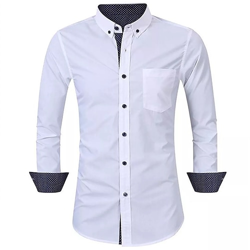 

Homme Chemise Couleur unie Col rabattu Bleu clair Blanche Noir Extérieur Plein Air Manches Longues Bouton bas Vêtement Tenue Mode Casual Respirable Confortable
