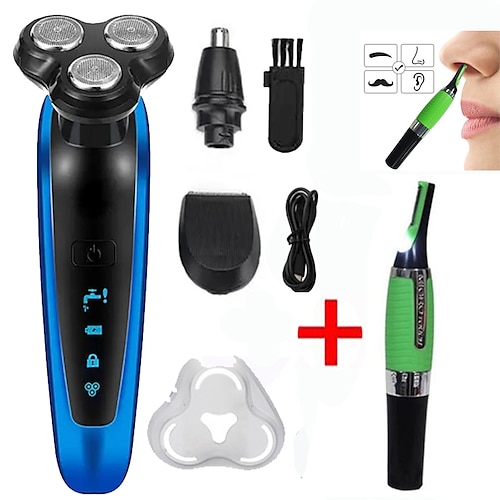 

Electric Razor Electric Shaver Rechargeable Shaving Machine for Men Beard Razor Wet-Dry Dual Use Water Proof Fast Charging Accessorize with Nose Hair Trimmers