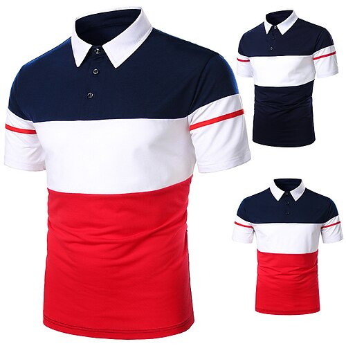 

Men's Golf Shirt Tennis Shirt Breathable Quick Dry Lightweight Short Sleeve T Shirt Top Regular Fit Basic Patchwork Autumn / Fall Summer Tennis Golf Running / Micro-elastic