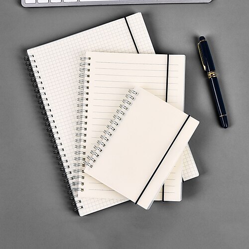 

Spiral Notebook Dotted Plain Grid A5 5.8×8.3 Inch A6 4.1×5.8 Inch B5 6.9×9.8 Inch Simplicity PVC SoftCover Elastic Closure 160 Pages Notebook for School Office Business