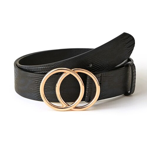 

2 PCS Women's PU Buckle Belt PU Leather Metal Bucke Geometric Classic Vintage Retro Daily Holiday Black