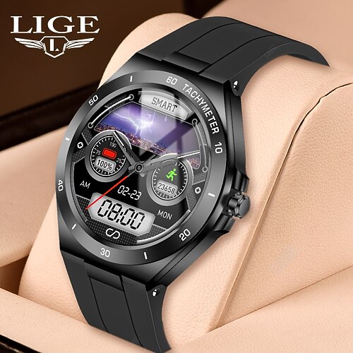 

LIGE BW0357/LGX1 Smart Watch 1.28 inch Smartwatch Fitness Running Watch Bluetooth Pedometer Call Reminder Sleep Tracker Compatible with Android iOS Men Waterproof Message Reminder Camera Control IP 67