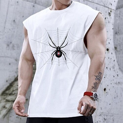 

Men's Unisex T shirt Hot Stamping Graphic Prints Spider Spider web Crew Neck Street Daily Print Cap Sleeve Tops Casual Designer Big and Tall Sports White / Summer