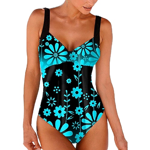 

Per donna Costumi da bagno Un pezzo Monokini Costumi da bagno Normale Costume da bagno A vita alta Floreale Blu Imbottito Spacco a V Costumi da bagno Sportivo Festività Sensuale / Con bretelline