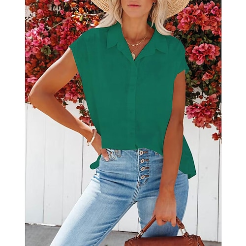 

shirt women's clothing top sleeveless v-neck solid color women's shirt