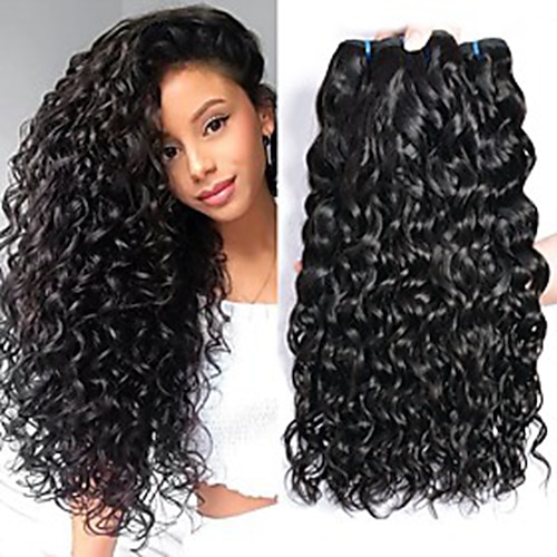 

4 pacotes Tecer Cabelo Cabelo Brasileiro Onda de Água Extensões de cabelo humano Cabelo humano remy Cabelo Humano Ondulado 8-28 polegada Cor natural Feminino