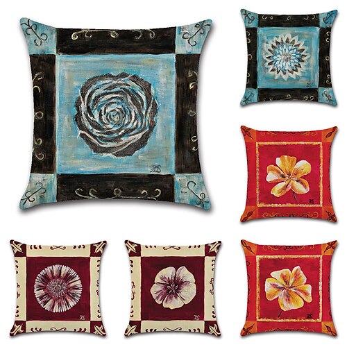 

Vintage Double Side Cushion Cover 6PC Soft Decorative Square Throw Pillow Cover Cushion Case Pillowcase for Sofa Bedroom Superior Quality Machine Washable