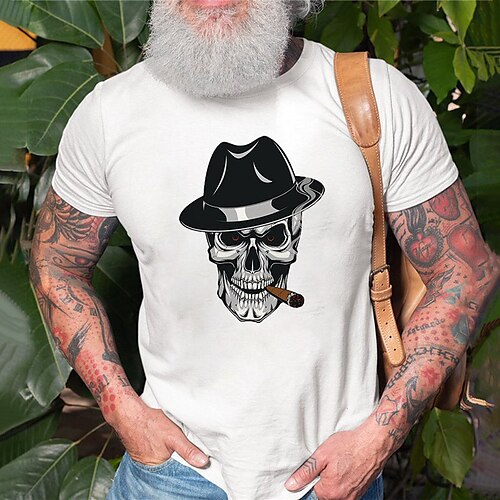 

Men's Unisex T shirt Hot Stamping Graphic Prints Skull Crew Neck Street Daily Print Short Sleeve Tops Casual Designer Big and Tall Sports White Dark Gray