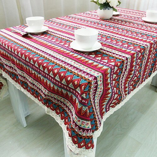 

Farmhouse Style Pastoral Tablecloth Red Table Cloth,Washable Table Cover Dust-Proof Wrinkle Resistant for Restaurant, Picnic, Indoor and Outdoor Dining