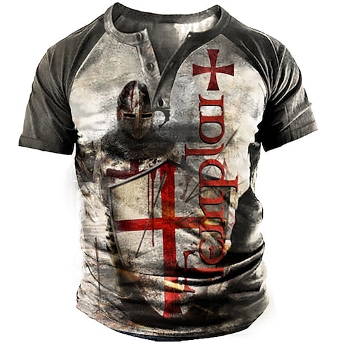 

Hombre Camiseta Henley Shirt Tee Graphic Cruz Henley Café Impresión 3D Talla Grande Exterior Diario Manga Corta Abotonar Estampado Ropa Básico Design Casual Clásico / Verano / Verano / Deportes