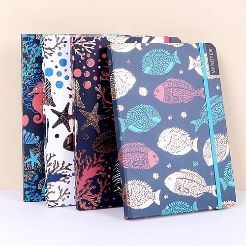 

4 pcs Notebook Ruled A5 5.8×8.3 Inch A6 4.1×5.8 Inch Retro Aesthetic Paper Hardcover Portable 96 Pages Notebook for Office Business Student