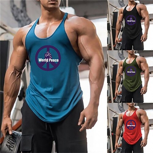 

Men's Tank Top Vest Hot Stamping Graphic Prints Letter Plus Size Crew Neck Daily Sports Print Sleeveless Tops Fashion Classic Designer Hawaiian Green Blue Black