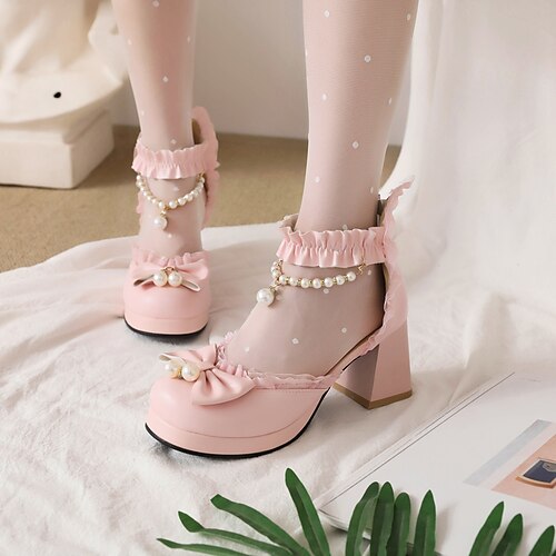 

Girls' Sandals Princess Shoes PU School Shoes Big Kids(7years ) Party Prom Zipper White Black Rosy Pink Fall Summer