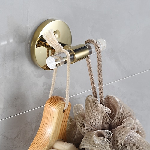 

Acrylic Clothes Hook Round Transparent Gold Bathroom Towel Hook Light Luxury Toilet Clothes Hook