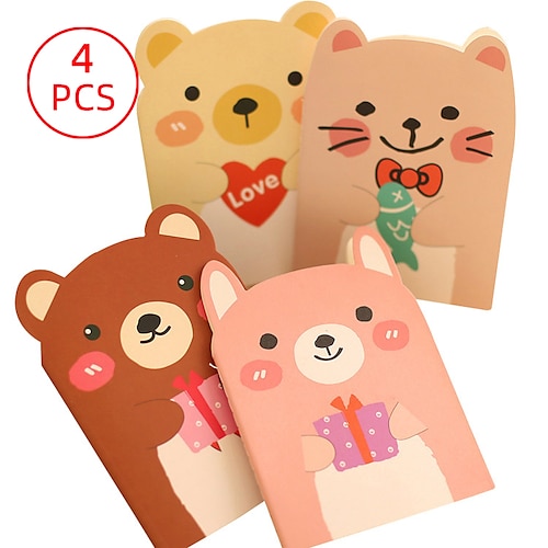 

4 pcs Lined Notebook Lined A6 4.1×5.8 Inch Kawaii Cartoon Cute Paper SoftCover Portable 20 Pages Notebook for School Office Student