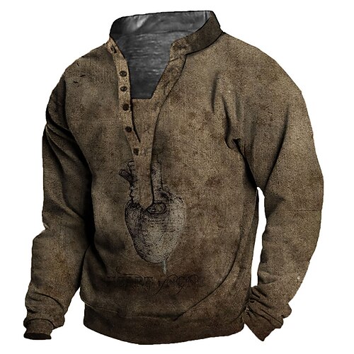

Men's Unisex Sweatshirt Pullover Graphic Prints Print Casual Daily Sports 3D Print Casual Vintage Vase Hoodies Sweatshirts Brown
