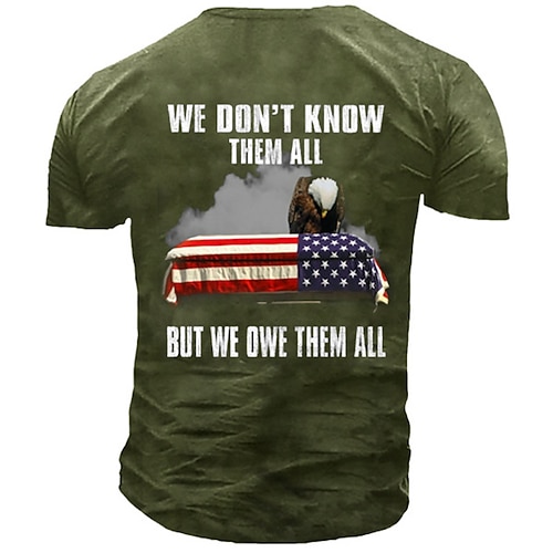 

Men's T shirt 3D Print Graphic National Flag Letter Crew Neck Street Casual Print Short Sleeve Tops Basic Fashion Classic Comfortable Green Blue Black / Sports / Summer