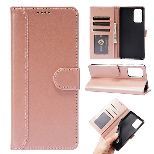 

Phone Case For Samsung Galaxy Wallet Card S21 S20 Ultra Plus FE A72 A52 A42 Shockproof Card Holder Slots Magnetic Flip Solid Colored PU Leather