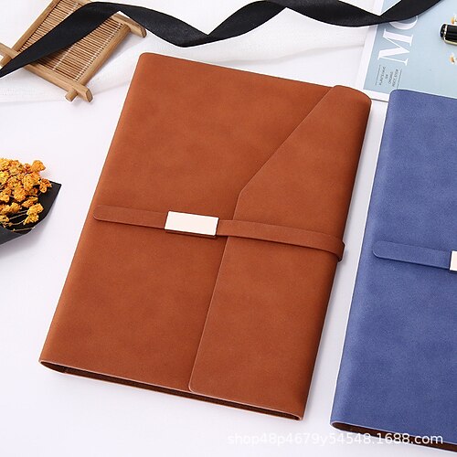 

Lined Notebook Lined A5 5.8×8.3 Inch Solid Color PU SoftCover with Lock Button 256 Pages Notebook for School Office Business