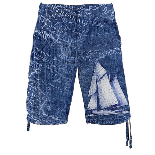 

Men's Classic Style Fashion Shorts Cargo Shorts Pocket Print Short Pants Casual Daily Graphic Boat Comfort Breathable Mid Waist Blue M L XL XXL 3XL