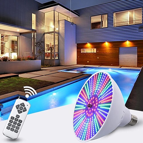 

Remote Control LED Underwater Swimming Pool Light E27 RGB LED Color Changing 40W AC12V IP68 Waterproof Bulb for Outdoor Garden Wedding Swimming Pool Party Decoration Landscape Light