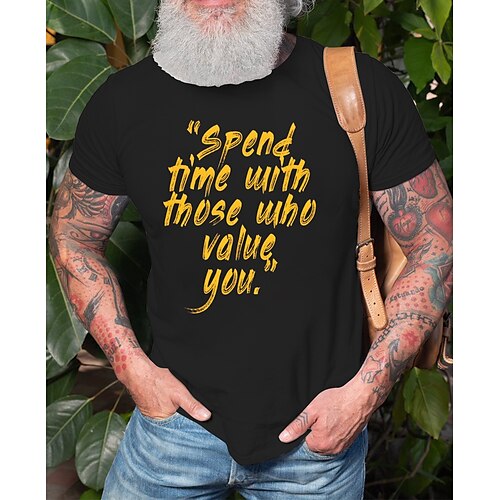 

Men's T shirt Hot Stamping Letter Round Neck Casual Daily Print Short Sleeve Tops Simple Basic Blue Black Gray