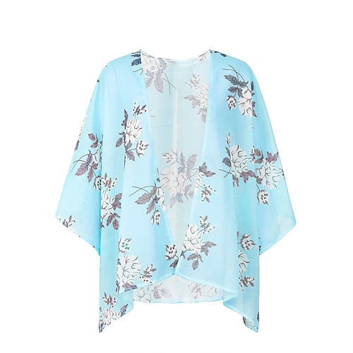 

Women's Jacket Casual Jacket Outdoor Holiday Spring Summer Regular Coat Regular Fit Breathable Streetwear Casual Jacket Long Sleeve Floral UV Protection Print Blue Pink