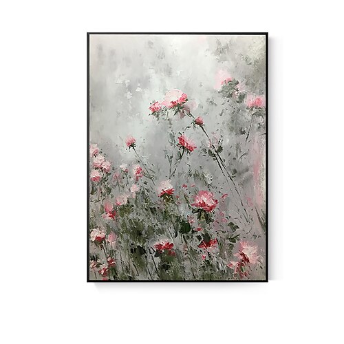 

Oil Painting Hand Painted Vertical Floral / Botanical Modern Rolled Canvas (No Frame)