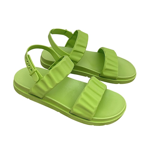 

Women's Sandals Flat Sandals Flat Heel Round Toe Open Toe Elegant Casual Daily PVC Loafer Spring Summer Solid Colored Green White Black