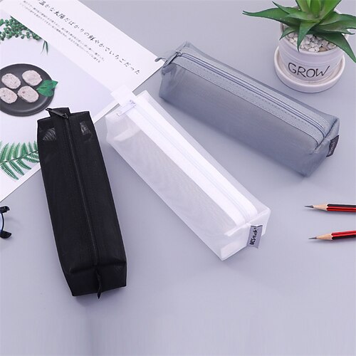 

Pencil Pouch Slim Lightweight With Zipper Nylon for School Office Student