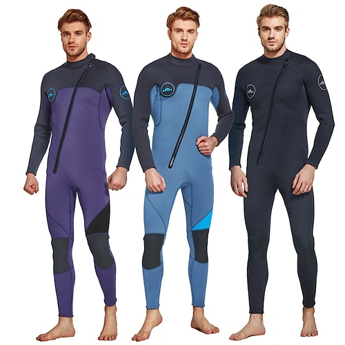 

SBART Men's Full Wetsuit 3mm SCR Neoprene Diving Suit Thermal Warm UPF50 Breathable High Elasticity Long Sleeve Full Body Front Zip - Diving Surfing Scuba Kayaking Solid Color Patchwork Spring