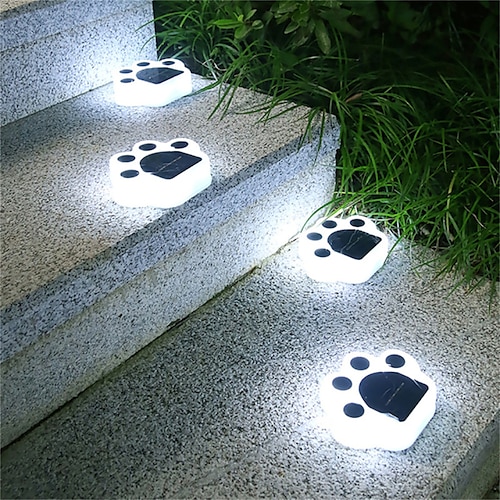 

4pcs Outdoor Lawn Ground Lights Solar Bear Paw Shape LED Outdoor Garden Landscape Foor Lamp for Lawn Pathway Yard Walkway Vegetable Patch