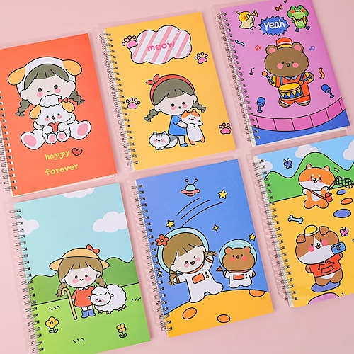 

4 pcs Notebook Ruled Kawaii Cartoon Cute Paper SoftCover Diary 8.15.5 Pages Notebook for Office Student Composition