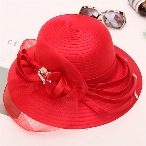 

Women's Hat Sun Hat Black Blue Pink Party Outdoor Dailywear Braided Bow Ribbon bow Portable Windproof Comfort