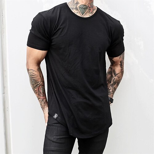 

Men's T shirt Solid Color Crew Neck Street Casual Short Sleeve Tops Basic Fashion Classic Comfortable Dark Gray XL