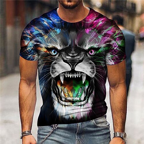 

Men's Unisex T shirt 3D Print Graphic Prints Animal Crew Neck Street Daily Print Short Sleeve Tops Casual Designer Big and Tall Sports Black