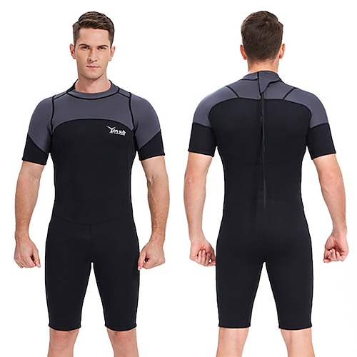 

YON SUB Men's Shorty Wetsuit 3mm SCR Neoprene Diving Suit Thermal Warm Quick Dry Waterproof Zipper High Elasticity Short Sleeve Back Zip - Swimming Diving Surfing Scuba Patchwork Autumn / Fall Spring