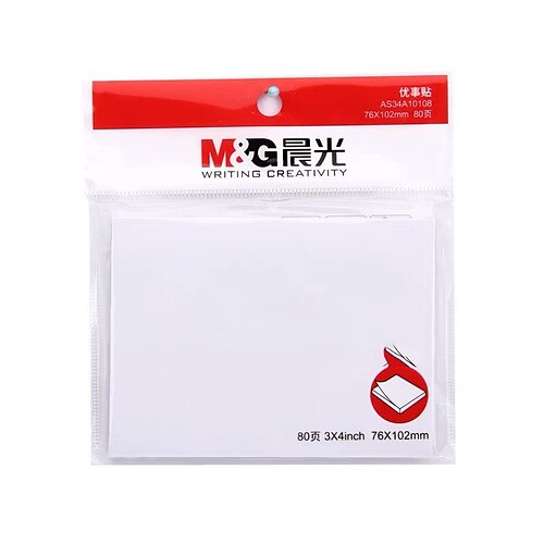 

6 pcs Sticky Notes 7.610.2 inch White Paper Self-adhesive Post It Notes for School Office Business