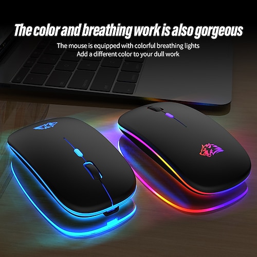 

LED Wireless Mouse X15 Slim Rechargeable Wireless Mouse 2.4G Portable USB Optical Wireless Computer Mice with USB Receiver Adjustable DPI for Windows/PC/Mac/Laptop