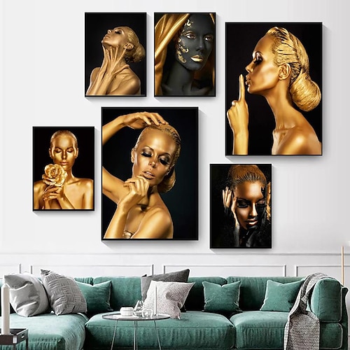 

nordic modern golden character beauty home corridor living room canvas decorative painting mural painting core art oil painting