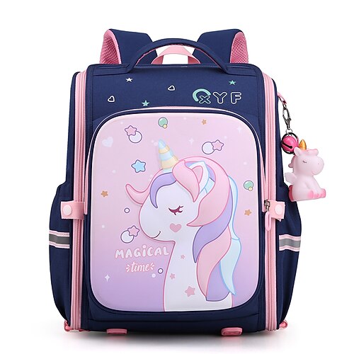 

Cartoon Animal School Backpack Bookbag for Student Classic Large Capacity With Water Bottle Pocket Polyester School Bag Satchel