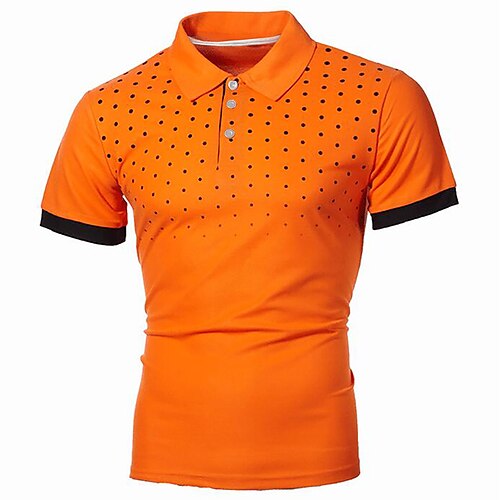

Men's Golf Shirt Tennis Shirt Polka Dot Graphic Plus Size Collar Shirt Collar Daily Work Print Short Sleeve Tops Basic Streetwear Blue White Black / golf shirts/Summer