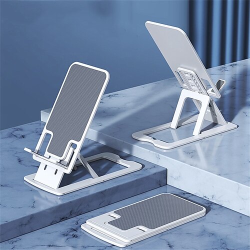 

Phone Stand Portable Foldable Slip Resistant Phone Holder for Desk Bedside Selfies / Vlogging / Live Streaming Compatible with Tablet All Mobile Phone Phone Accessory