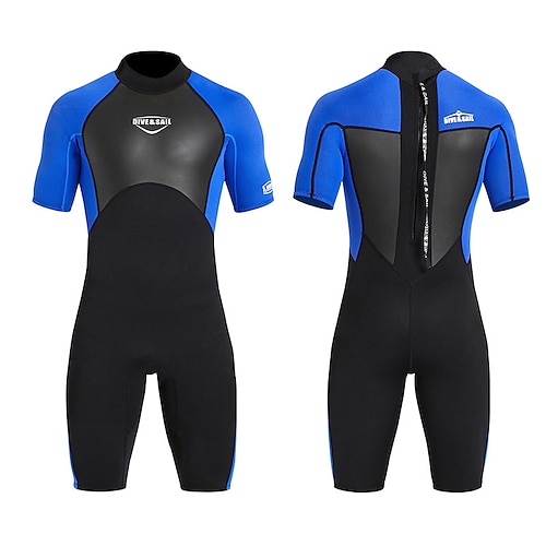 

Dive&Sail Men's Shorty Wetsuit 2mm SCR Neoprene Diving Suit Thermal Warm UV Sun Protection Breathable High Elasticity Short Sleeve Back Zip - Diving Surfing Scuba Kayaking Patchwork Spring Summer