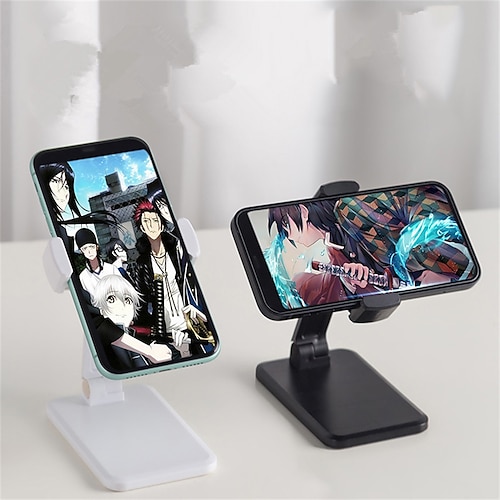 

Phone Stand Portable Foldable Angle Height Adjustable Phone Holder for Desk Bedside Selfies / Vlogging / Live Streaming Compatible with All Mobile Phone Phone Accessory