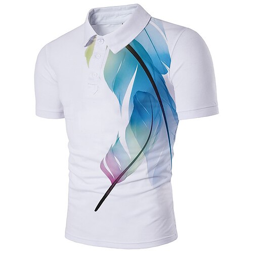 

Men's Golf Shirt Print Plants Gradient Turndown Casual Daily Button-Down Print Short Sleeve Tops Casual Fashion Breathable Comfortable Green Blue Green / White Summer Shirt