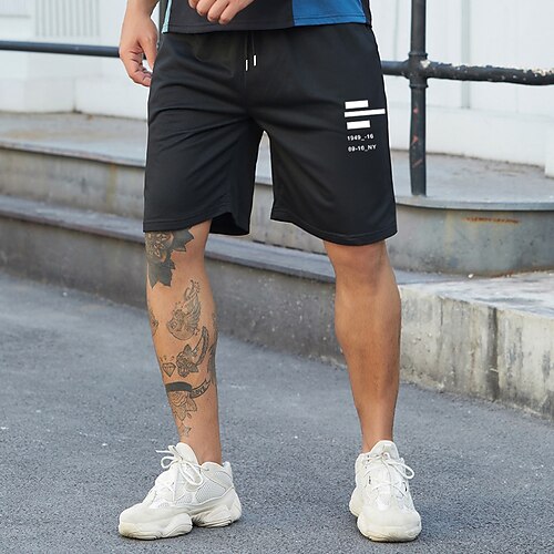 

Men's Stylish Classic Style Active Shorts Elastic Drawstring Design Front Pocket Print Short Pants Sports Outdoor Casual Graphic Prints Letter Cotton Blend Comfort Breathable Mid Waist 1 2 3 4 5 S M