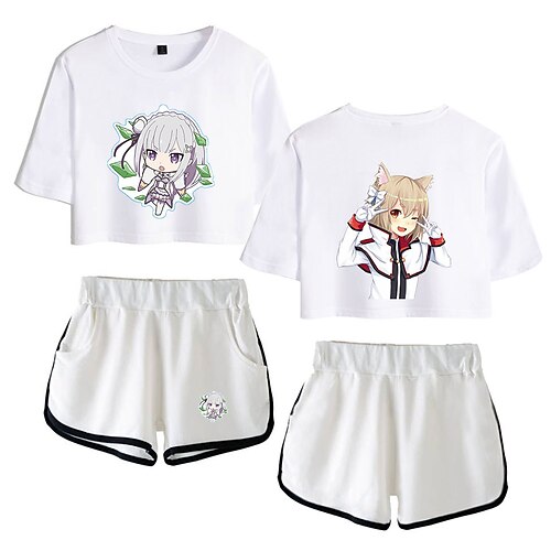 

Inspired by Re:Zero Starting Life in Another World Cosplay Outfits Crop Top 100% Polyester Anime Harajuku Graphic Shorts For Women's